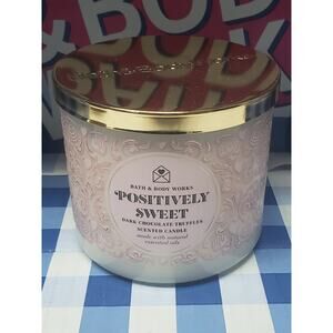 BBW Positively Sweet Dark Chocolate Truffles Large 3 Wick Candle Home Fragrance